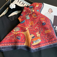Foulard carré imprimé en mélange de soie et de coton pour femme, 53x53cm, style vintage, foulard de cou, foulard de tête, bandana pour cheveux