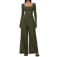 Ensemble de sport 2 pièces pour femme, col en V, coupe ajustée, haut et bas, en Spandex/Nylon, respirant, séchage rapide, motif uni