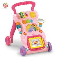 Trotteur anti-renversement transfrontalier avec fonction musicale, chariot de marche en plastique pour les tout-petits