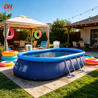 Piscine en toile PVC haute résistance avec structure en acier renforcé, conception pliable durable pour l'extérieur