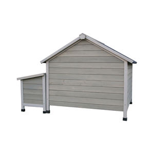 Caseta de madera resistente a la intemperie para perros, casa de madera para exteriores con área de alimentación - Product Image 5