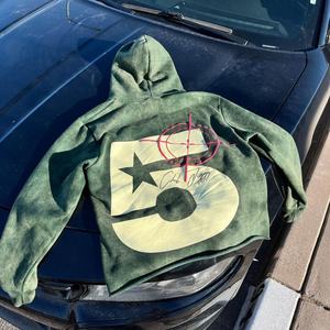 Sweat à capuche personnalisé de haute qualité avec impression 3D en relief, ourlet brut, pull à capuche délavé à l'acide, lourd, vintage, coupé et cousu - Product Image 2