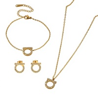 Collier et bracelet avec pendentif lettre D en strass de luxe léger, bijoux en acier inoxydable plaqué sous vide pour femmes