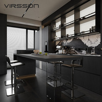 Ensemble complet d'armoires de cuisine sur mesure de style moderne et écologique haut de gamme avec panneaux en mélamine et MDF pour appartement