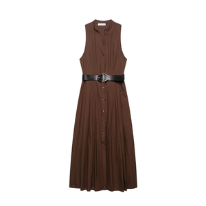 Abito da <span class=keywords><strong>donna</strong></span> senza maniche con eleganza estiva e vita naturale con tessuto intrecciato di lunghezza Midi da parte dei produttori di <span class=keywords><strong>abbigliamento</strong></span> - Product Image 1