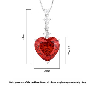 Retro Design Eco-friendly Copper 20*20mm Heart Cut Red Cubic Zirconia Jewelry Heart <b>Locket</b> Necklace for Women Anniversary Gift - Product Image 6