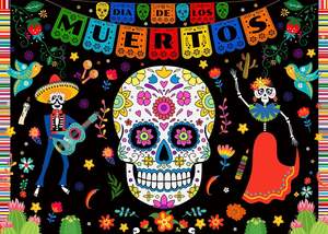 Fondo para Fotografía con Diseño Floral de Azúcar para el Día de los Muertos, Decoración para Fiesta Mexicana del Día de Muertos, Pancarta Personalizable - Product Image 6