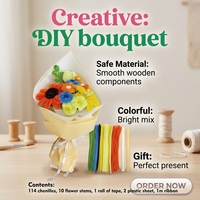 Kit de Création de Bouquet de Fleurs en Chenille DIY pour Enfants, Kit de Fabrication de Bouquet de Fleurs en Tiges de Crayon, Ensemble de Jouets Artisanaux DIY Faits à la Main