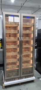 Ne-197-8 Ammonia Removal Two Glass Door Dual Zone 545l <b>Wall</b> <b>Mounted</b> Cigar <b>Cabinet</b> 4400 Cigar <b>Display</b> Humidity Fridge - Product Image 5