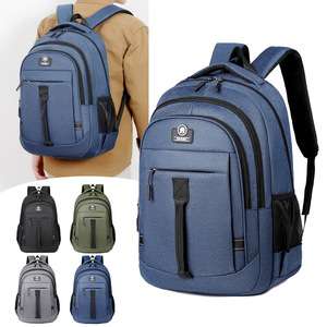 Laptop <b>Backpack</b> Large Capacity <b>With</b> Laptop <b>Compartment</b> For Men Commuter School Travel Gray Black Blue Green Solid Color - Product Image 1