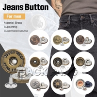 Zamak polos logam campuran seng emas Jeans berkancing merek kustom jaket kancing Denim untuk Jeans Denim