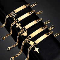 Brazalete de Acero Inoxidable 304, Chapado en Oro de 18K, Resistente al Agua, con Grabado de Logotipo y Nombre Personalizado, Diseño de Alas y Corazón