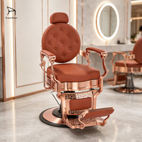 Fauteuil de Barbier Inclinable à Cadre Métallique avec Pompe Hydraulique et Rotation à 360° pour Salon de Coiffure