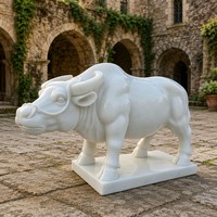 Statue d'animal en marbre de qualité supérieure, finie à la main, avec détails musculaires complexes - Entièrement personnalisable