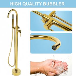 Rubinetto per <span class=keywords><strong>vasca</strong></span> da bagno autoportante; con due modalità di flusso dell'acqua; soffione <span class=keywords><strong>doccia</strong></span> girevole a collo di cigno con funzione <span class=keywords><strong>doccia</strong></span> manuale - Product Image 4