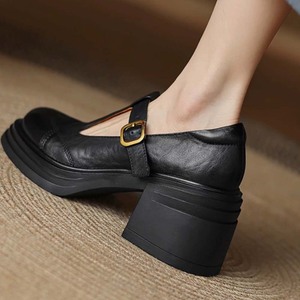 Fabbrica di alta qualità alla moda in vera pelle tondeggiante <span class=keywords><strong>Mary</strong></span> <span class=keywords><strong>Jane</strong></span> pump <span class=keywords><strong>scarpe</strong></span> con tacchi alti da donna - Product Image 6