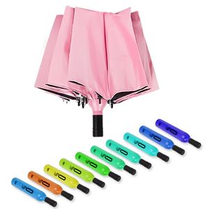 Parapluie pliable compact personnalisé, résistant au vent, automatique, avec logo, 3 plis, parapluie pliable en forme de bouteille de vin - Product Image 1