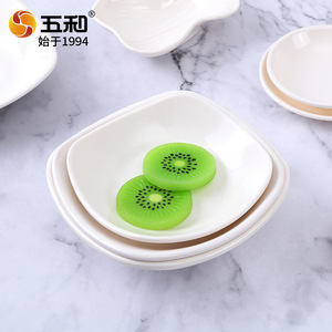 Five And Harmony White Melamine Dipping Sauce Dish Set Irregular Shape For Sushi Hot Pot Barbecue Restaurant Use - Product Image 3