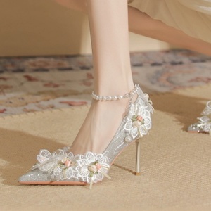 Zapatos de Tacón Alto con Punta en Pico, Bordados, Sexys, para Verano, Diseño Elegante y Exquisito, Transpirables y Cómodos - Product Image 4