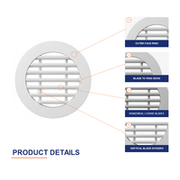 Grille de ventilation ronde en aluminium pour CVC, revêtement poudré, fixation murale, avec moustiquaire, registre d'évacuation circulaire