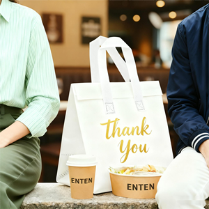 Sac isotherme réutilisable en non-tissé avec logo personnalisé pour aliments, noir, pour boissons froides, vente en gros, faible MOQ - Product Image 2