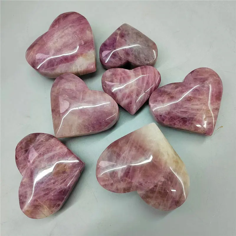 Perhiasan Batu Permata Kristal Hati Amethyst Pink Batu Plam Lavender Pink Hati Amethyst untuk Dekorasi Rumah