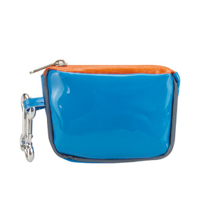 Distributeur de sacs à déjections canines portable, couleur orange, en cuir miroir avec mousqueton pour utilisation en extérieur - Product Image 3