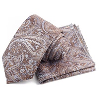 Ensemble cravate et pochette de costume 2 pièces pour homme, motif cachemire, luxe, bleu, marron, gris, pour mariage, cadeau pour homme, cravate de créateur de mode pour affaires et soirées
