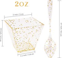 2oz Mini tasses à dessert avec cuillères Gobelets d'apéritif à paillettes dorées Petites tasses parfaites en plastique Bol de service transparent réutilisable pour la dégustation