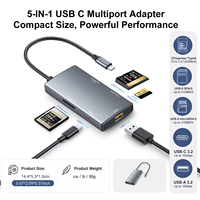 Adaptateur multiport USB-C 5 en 1, station d'accueil, lecteur de carte CFexpress a SD4.0 avec port USB 3.2 pour matériel source USB-C général