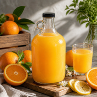 Bouteille en verre transparent à large ouverture de 4000 ml avec poignée, carafe à lait réutilisable de 1 gallon avec bouchon à vis, vente en gros