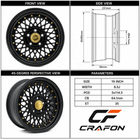Jantes en alliage d'aluminium forgé monobloc CF 18-19 pouces 5x114.3 PCD compatibles avec Type R FK8/FL5/FC1/FE1, moyeu ODM personnalisé neuf