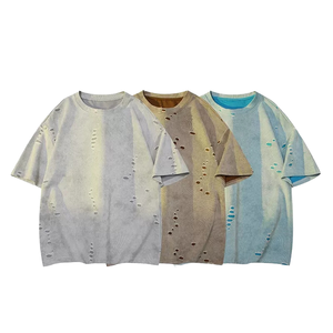 2025 Trending Vintage Washed Oversized 100% Cotton T-Shirt for <strong>Men</strong> Distressed <strong>Animal</strong> Print Y2K Retro Loose Fit Breathable Summer - Product Image 1