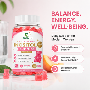 Gummies OEM Myo-Inositol D-Chiro-Inositol 40:1 Véganes Oméga 3 Folate <span class=keywords><strong>B12</strong></span> NAC Soutien Ovarien Sans Sucre Marque Privée 60 Gummies - Product Image 2
