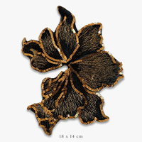 Grande applique florale noire à sequins, brodée or, à coudre, pour vêtements, robes, vestes, et projets DIY