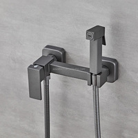 Sistema de ducha monomando de acero inoxidable 304 cepillado con rociador de lluvia, pistola pulverizadora para bidé, válvula de cerámica, montaje en pared para baño, 2 orificios, moderno