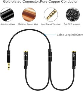 Bộ chia tai nghe Cáp chia tín hiệu 3,5 <span class=keywords><strong>mm</strong></span> Y Bộ chuyển đổi giắc cắm tai nghe TRS cái 12 inch/30 cm - Product Image 2