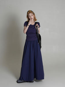 Jupe midi ample à taille haute verte pour femmes, nouvelle jupe longue décontractée de style coréen pour l'automne, polyvalente, style A - Product Image 4