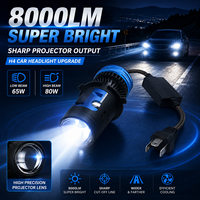 Ampoule de phare LED SFIDA T6 H4, ampoule de phare LED super lumineuse, 80W 8000LM, plug and play, lentille de projecteur laser, IP67