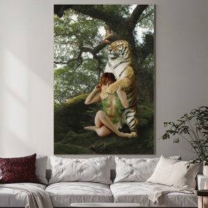 Toile imprimée décorative pour la maison, art mural, ardoise cristalline, art numérique à l'huile, boîte à ombre, peinture de femme nue orientale, <span class=keywords><strong>galerie</strong></span> encadrée - Product Image 2