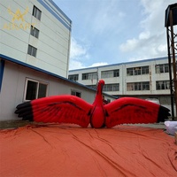 Flamant rose gonflable de couleur rouge de 5m de large, ballon gonflable de flamant rose de décoration d'étape