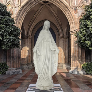 手彫りの等身大屋外の宗教的な白い大理石の聖母マリアの彫刻、芸術的な彫刻 - Product Image 6