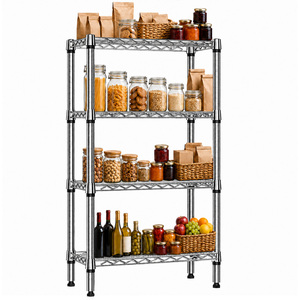 Étagère métallique MZG à 4 niveaux, unité de rangement industrielle, étagère en métal pour l'organisation de la cuisine et du garde-manger, design empilable durable - Product Image 1