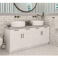 Meuble de salle de bain de style campagnard américain, meuble de toilette en bois, coiffeuse en bois avec miroir, table de lavabo multi-tiroirs