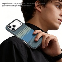 Nouvelle coque de téléphone en cuir PU magnétique à texture fibre de carbone pour iPhone 17 14 15 16 Pro Max 17 Air, compatible avec la recharge sans fil et protection intégrée