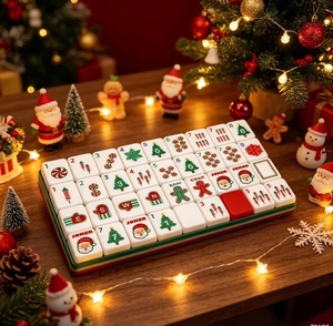 Tuiles de Mahjong de Noël en Acrylique Motif Bonhomme en Pain d'Épices 30x23x13mm, 160 Pièces, Ensemble Cadeau de Noël avec Père Noël et Sapin - Product Image 2