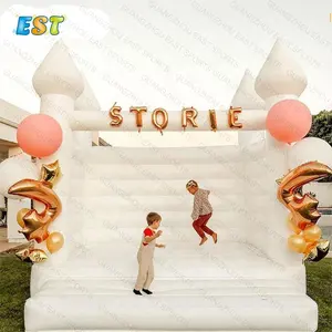 Mới Thời Trang Hàng Đầu Bán Bouncing Inflatable Bouncer Bouncy Castle Wedding Toddler Bounce Castle Trắng Với Slide