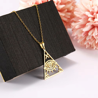 Collar de Acero Inoxidable de Moda con Colgante de Pirámide Egipcia, Ojo Turco y Triángulo Illuminati, Doble Cadena, Joyería al por Mayor para Mujer