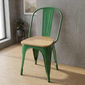 Sillas de Bar de Hierro Sólido y Madera de Alta Calidad, Muebles Industriales Vintage para Comedor, Sala de Estar, Escuela - Color Verde - Product Image 1