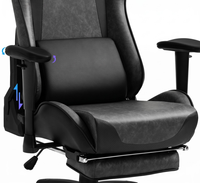 Chaise de jeu ergonomique pivotante en acier inoxydable avec grand siège, design contemporain, mobilier de bureau, extensible, en cuir PU, avec fonction massage et réglage en hauteur